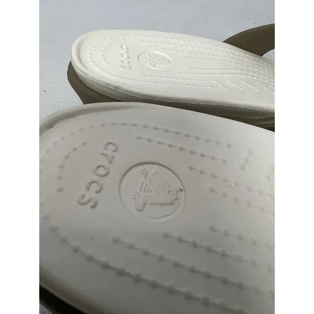 Crocs Patricia II Wedge Slide On Sandals Strappy Khaki & Oyster Color Size 11